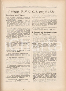 Documento originale, autentico 1933 U.N.U.C.I. FOGLIO D ORDINI AttivitÃ  sportive e gite dei Gruppi Rivista 1