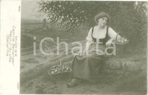 Cartolina originale da collezione 1912 PARIS SALON Camille BELLANGER Retour du clos Obsternte Cartolina FP VG 1