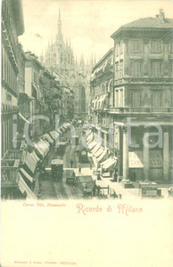 Cartolina originale da collezione 1900 ca MILANO Tram in Corso Vittorio Emanuele Farmacia ZAMBELETTI Cartolina FP 1