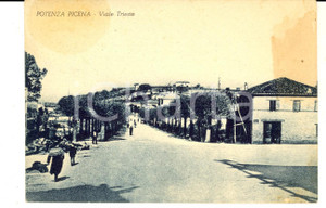 Cartolina originale da collezione 1951 POTENZA PICENA MC Veduta di viale TRIESTE Cartolina postale ANIMATA FG 1