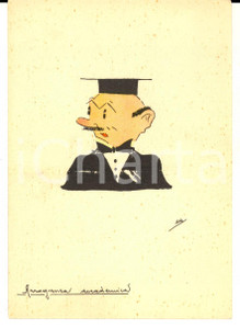 Cartolina originale da collezione 1940 ca SATIRA UNIVERSITARIA L arroganza accademica Cartolina ILLUSTRATA EA 1