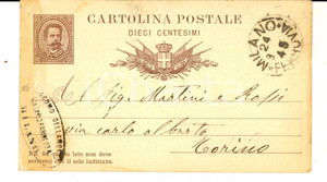 Documento originale, autentico 1883 MILANO via FARINI Ditta Giacomo DELLAMORTE a MARTINI & ROSSI Cartolina 1