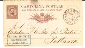 Documento originale, autentico 1880 MILANO Ditta CERVIERI & RONCHETTI chiede indirizzo contessa DE CAZE 1
