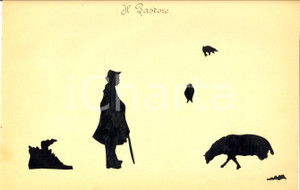 Opera d’arte autentica 1940 ca ARTI E MESTIERI Il pastore con una pecora Collage su carta 34x21 cm 1 Opera d’arte autentica 1940 ca ARTI E MESTIERI Il pastore con una pecora Collage su carta 34x21 cm 1