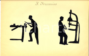 Opera d’arte autentica 1940 ca ARTI E MESTIERI Il meccanico in officina Collage su carta 34x21 cm 1 Opera d’arte autentica 1940 ca ARTI E MESTIERI Il meccanico in officina Collage su carta 34x21 cm 1