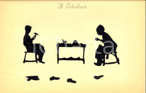 Opera d’arte autentica 1940 ca ARTI E MESTIERI Il calzolaio Collage su carta 34x21 cm 1 Opera d’arte autentica 1940 ca ARTI E MESTIERI Il calzolaio Collage su carta 34x21 cm 1