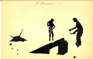 Opera d’arte autentica 1940 ca ARTI E MESTIERI Il muratore Collage su carta 34x21 cm 1 Opera d’arte autentica 1940 ca ARTI E MESTIERI Il muratore Collage su carta 34x21 cm 1