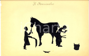 Opera d’arte autentica 1940 ca ARTI E MESTIERI Il maniscalco Collage su carta 34x21 cm 1 Opera d’arte autentica 1940 ca ARTI E MESTIERI Il maniscalco Collage su carta 34x21 cm 1