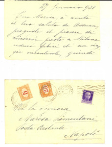 Cartolina originale da collezione 1931 STORIA POSTALE REGNO Lettera LIMENTANI affrancatura L. 5 + L. 20 SEGNATASSE 1