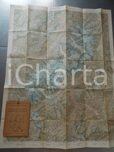 Mappa, planimetria storica 1930 ca TCI Carta zone turistiche Italia  Gruppo del MONTE BIANCO Mappa 70x100 1