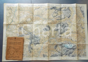 Mappa, planimetria storica 1930 ca TCI Carta zone turistiche d Italia  VAL GARDENA MARMOLADA Mappa 80x60 1