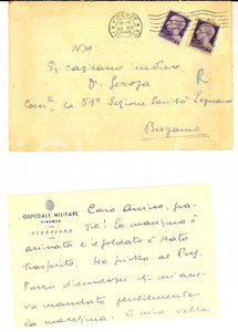 Autografo originale 1945 FIRENZE Ospedale Militare Biglietto del direttore dott. Edoardo CARVAGLIO 1