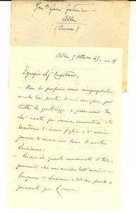 Manoscritto, lettera originale 1945 ALBA CN Gen. Federico FERRI ringrazia per l aiuto alla famiglia Lettera 1
