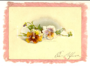 Oggetto da collezione cartaceo 1920 ca CHRISTMAS GREETINGS Fringed vintage card ill. FANNY BOWERS 13x10 cm 1