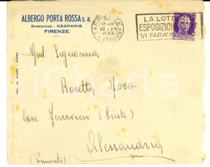 Materiale pubblicitario d’epoca 1941 FIRENZE STORIA POSTALE Busta intestata Albergo PORTA ROSSA di CASPARIS 1