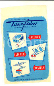 Oggetto da collezione cartaceo 1955 ca TESAFILM Zum Kleben, Flicken, Basteln VINTAGE ad DEUTSCH 13x20 cm 1