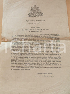 Documento originale, autentico 1859 PAPSTLICHEN TRUPPEN Apostolische Bewilligung Manifesto 26x38 cm 1