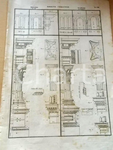 Stampa, bozzetto originale 1861 ARCHITETTURA Francesco DURELLI  Ordine corintio PALLADIO Stampa 33x48 cm 1