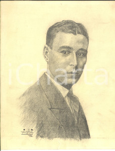 Stampa, bozzetto originale 1936 VIGHI Ritratto di giovane uomo Bozzetto a matita FIRMATO 21x28 cm 1