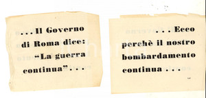 Documento originale, autentico 1944 WW2 PROPAGANDA AEREA RSI Perché il nostro bombardamento continua Volantino 1