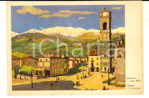 Cartolina originale da collezione 1950 GIAVENO Piazza SAN LORENZO Cartolina ILLUSTRATA FG VG 1
