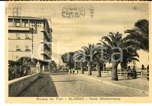 Cartolina originale da collezione 1958 ALASSIO Hotel MEDITERRANEE  Riviera dei Fiori Cartolina ANIMATA FG VG 1