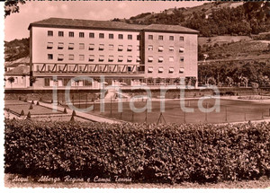 Cartolina originale da collezione 1957 ACQUI TERME AL Albergo REGINA e campi da tennis Cartolina FG VG 1
