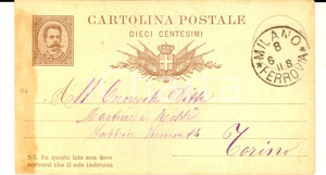 Documento originale, autentico 1885 MILANO Ercole BOCCALARI a MARTINI & ROSSI per fusti vuoti Cartolina 1