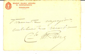 Cartolina originale da collezione 1931 MONCALIERI Scuola Allievi Ufficiali di complemento Cartolina intestata VG 1