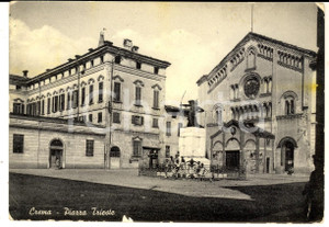 Cartolina originale da collezione 1955 CREMA CR Veduta di piazza TRIESTE Cartolina ANIMATA bambini FG VG 1