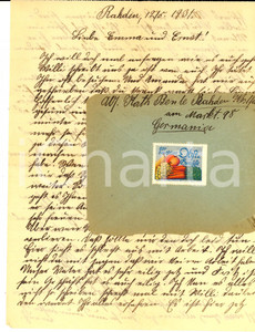 Documento originale, autentico 1931 STORIA POSTALE RAHDEN Lettera a Emma BUTTS Chiudilettera DEUTSCHE GEMUSE 1
