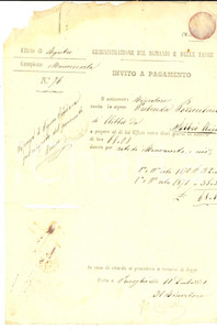 Documento originale, autentico 1871 CLIBBIO/ SABBIO CHIESE BS Invito a pagamento per rate di manomorta 1
