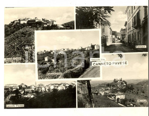 Cartolina originale da collezione 1955 CANNETO PAVESE Vedutine con COLOMBARONE e MONTEBRUCIATO Cartolina FG VG 1