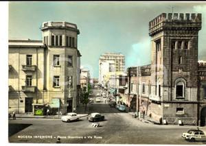 Cartolina originale da collezione 1962 NOCERA INFERIORE SA Piazza Guerritore e via Roma Cartolina ANIMATA auto 1