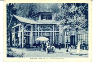 Cartolina originale da collezione 1936 BOGNANCO TERME VB Ospiti al Padiglione RUBINO Cartolina ANIMATA FG VG 1