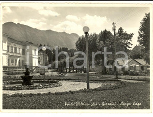 Cartolina originale da collezione 1953 PORTO VALTRAVAGLIA VA I giardini sul lungolago Cartolina FG VG 1