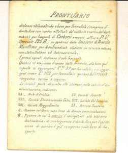 Documento originale, autentico 1900 ca FERROVIE DEL REGNO Prontuario distanze per trasporto merci da VENEZIA 1