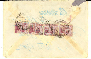 Cartolina originale da collezione 1923 STORIA POSTALE Busta affrancata striscia 4 x 20 cent. Michetti violetto 1