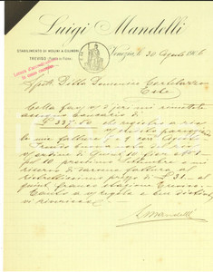 Documento originale, autentico 1906 VENEZIA Luigi MANDELLI stabilimento molini a cilindri  Lettera commerciale 1