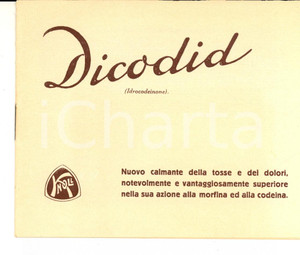 Materiale pubblicitario d’epoca 1925 ca Laboratori KNOLL DICODID Calmante tosse Libretto pubblicitario 1