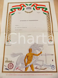 Documento originale, autentico 1970 ca MILANO Ditta A.U.R.A. Facsimile attestato benemerenza ill. DALLE NOGARE 1
