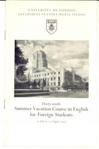 Libro, pubblicazione d epoca 1953 UNIVERSITY OF LONDON Summer vacation course in English for Foreign Students 1