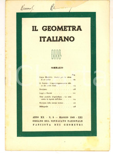 Giornale, rivista storica 1943 IL GEOMETRA ITALIANO Approvvigionamento idrico centri rurali Anno XX nÂ°5 1