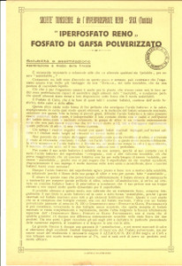 Materiale pubblicitario d’epoca 1935 ca SFAX SociÃ©tÃ© Tunisienne IPERFOSFATO RENO Volantino pubblicitario 1