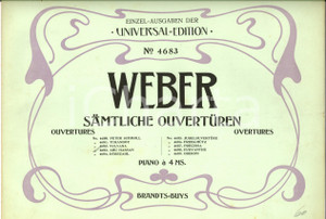 Oggetto da collezione cartaceo 1910 Carl Maria von WEBER Samtliche Ouverturen  Piano Ed. UNIVERSAL nÂ° 4683 1