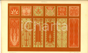 Stampa, bozzetto originale 1910 ca J. B. HEUKELOM Pannelli Tavola 35x25 cm da MODELLI DECORATIVI 1