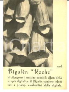 Materiale pubblicitario d’epoca 1940 ca FARMACEUTICA ROCHE Preparato DIGALEN cardioattivo Volantino 1