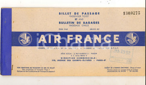 Materiale pubblicitario d’epoca 1952 AIR FRANCE Biglietto per passeggeri volo LONDON  PARIS 1