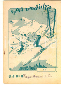 Oggetto da collezione cartaceo 1947 Quaderno 2 ELEMENTARE di Sergio MACCA Copertina SPORT UMORISTICO  SCI 1