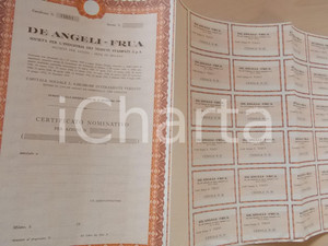 Oggetto da collezione cartaceo 1975 ca MILANO Tessuti stampati DE ANGELIFRUA certificato azionario 29 CEDOLE 4 1